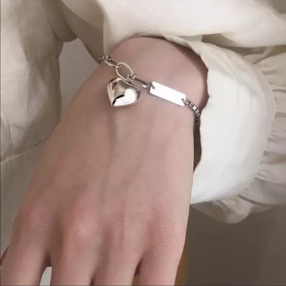 HEART 925 STERLING SILVER BRACELET, NICE BRACELET, CUTE BRACELET - Picture 2 of 5